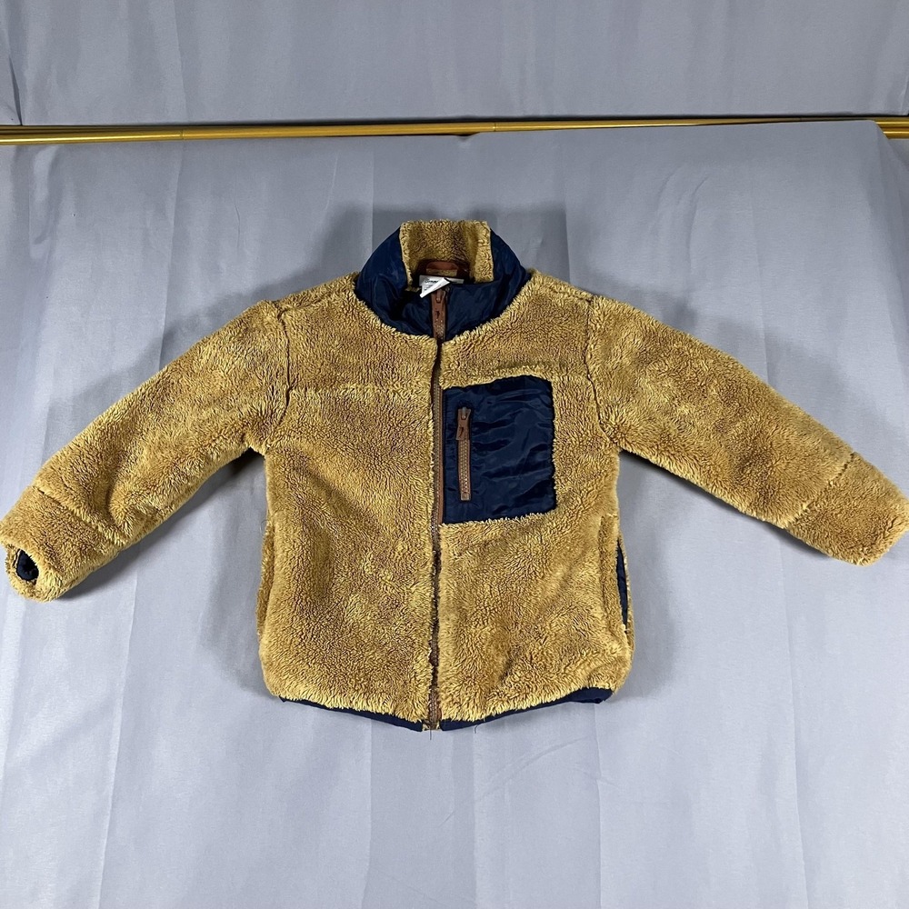 Tommy Bahama Jacket Youth XS 4 Brown Sherpa Fleece Faux Fur Zip Pocket Lined‎
